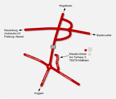 Mareike Schick, Physiotherapeutin - Wegbeschreibung zu meiner Praxis in Mllheim, zwischen Freiburg und Basel